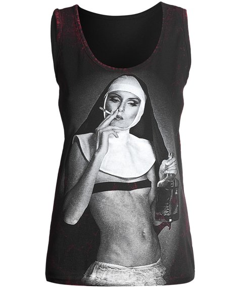 bluzka damska AMENOMEN - NUN SMOKING na ramiączkach (OMEN107DAR ALLPRINT RED)