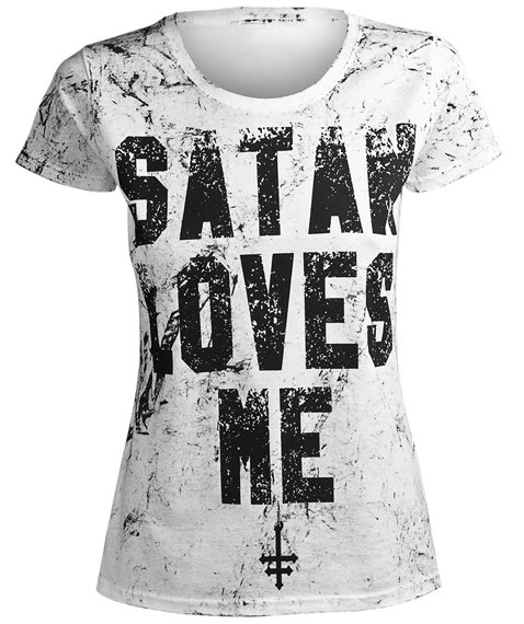 bluzka damska AMENOMEN - SATAN LOVES ME (OMEN057DA WHITE ALLPRINT BLACK)