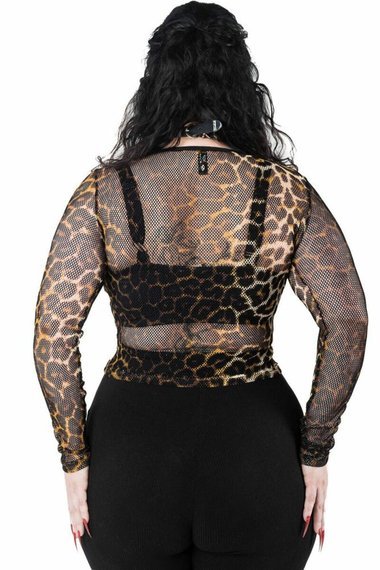 bluzka damska KILLSTAR - OVERKILL FISHNET (LEOPARD)