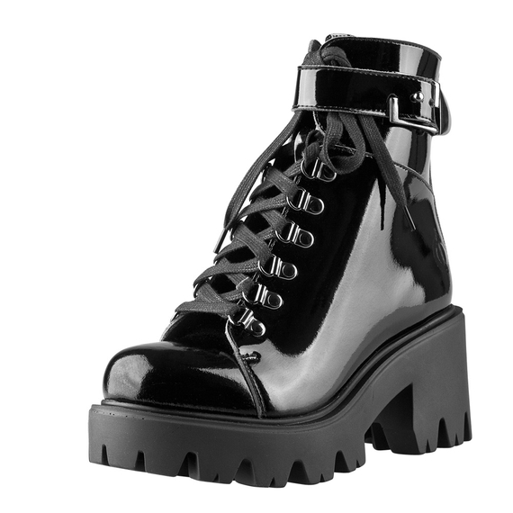 botki damskie ALTERCORE czarne (ENID VEGAN BLACK PATENT)