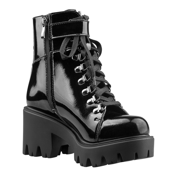 botki damskie ALTERCORE czarne (ENID VEGAN BLACK PATENT)