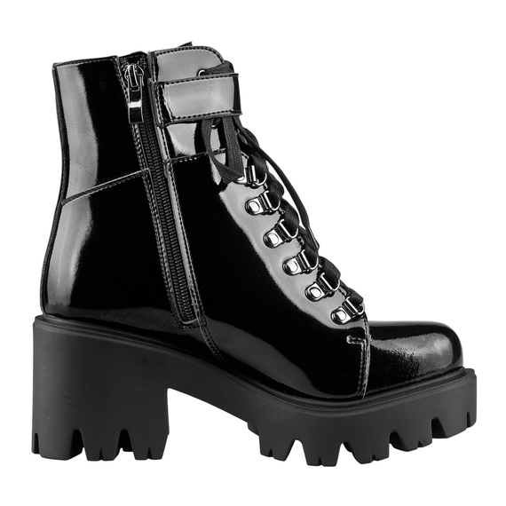 botki damskie ALTERCORE czarne (ENID VEGAN BLACK PATENT)