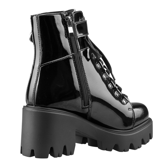 botki damskie ALTERCORE czarne (ENID VEGAN BLACK PATENT)