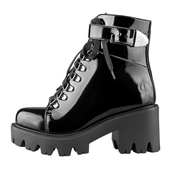 botki damskie ALTERCORE czarne (ENID VEGAN BLACK PATENT)