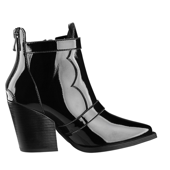 botki damskie ALTERCORE czarne (TAROT VEGAN BLACK PATENT)