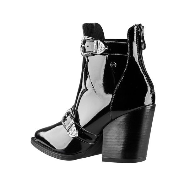 botki damskie ALTERCORE czarne (TAROT VEGAN BLACK PATENT)