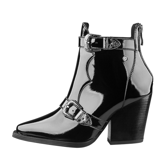 botki damskie ALTERCORE czarne (TAROT VEGAN BLACK PATENT)