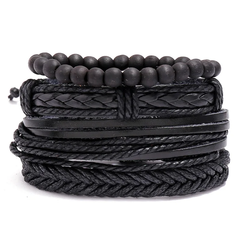 bransoletka BOHO BLACK, zestaw 4 bransoletek