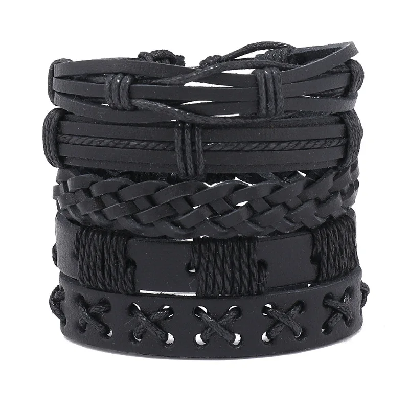 bransoletka BOHO BLACK, zestaw 5 bransoletek