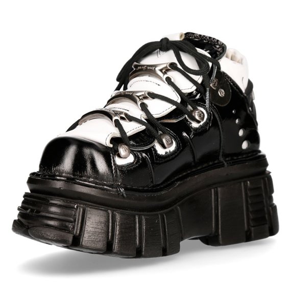 buty NEW ROCK CHAROL NEGRO ARRUGADO, NAPA BLANCA, TOWER NEGRO E14 + LATERAL *** [M-106-S55]