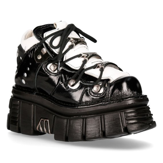 buty NEW ROCK CHAROL NEGRO ARRUGADO, NAPA BLANCA, TOWER NEGRO E14 + LATERAL *** [M-106-S55]