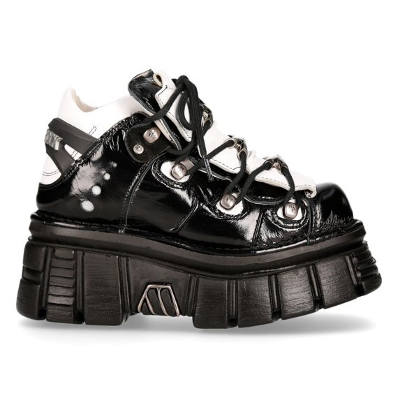 buty NEW ROCK CHAROL NEGRO ARRUGADO, NAPA BLANCA, TOWER NEGRO E14 + LATERAL *** [M-106-S55]