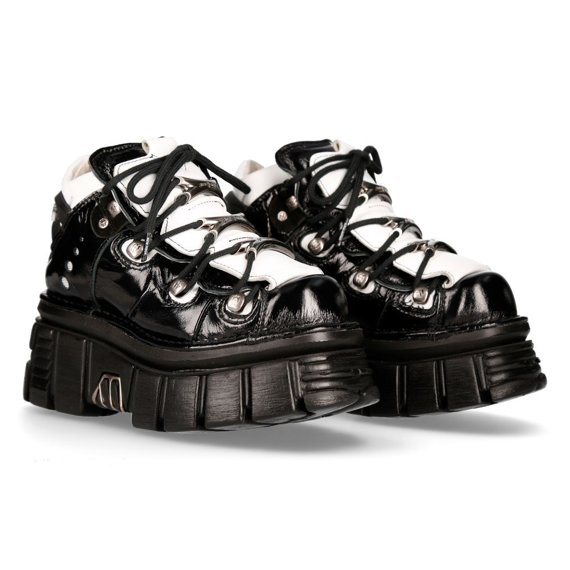 buty NEW ROCK CHAROL NEGRO ARRUGADO, NAPA BLANCA, TOWER NEGRO E14 + LATERAL *** [M-106-S55]