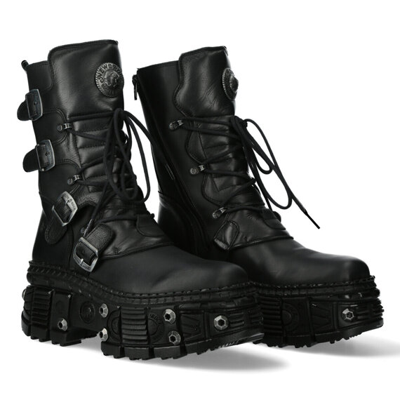 buty NEW ROCK ITALI NEGRO NOMADA NEGRO, TANK CASCO NEGRO, + tornillo power AD 2793 (x18) [M-WALL373-S11]