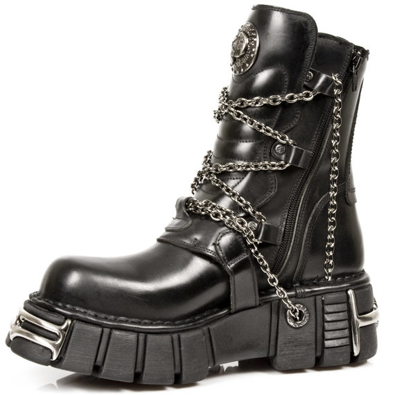 buty NEW ROCK ITALI NEGRO, TOWER NEGRO ACERO ORIFICIO M.1011-S1