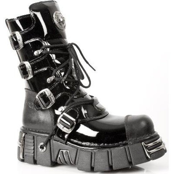 buty NEW ROCK - Itali Negro y Charol Negro, Tower Negro Acero (M.313 - S1)