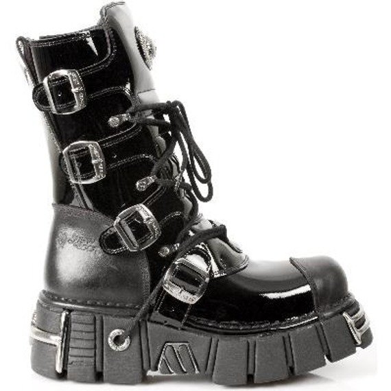 buty NEW ROCK - Itali Negro y Charol Negro, Tower Negro Acero (M.313 - S1)