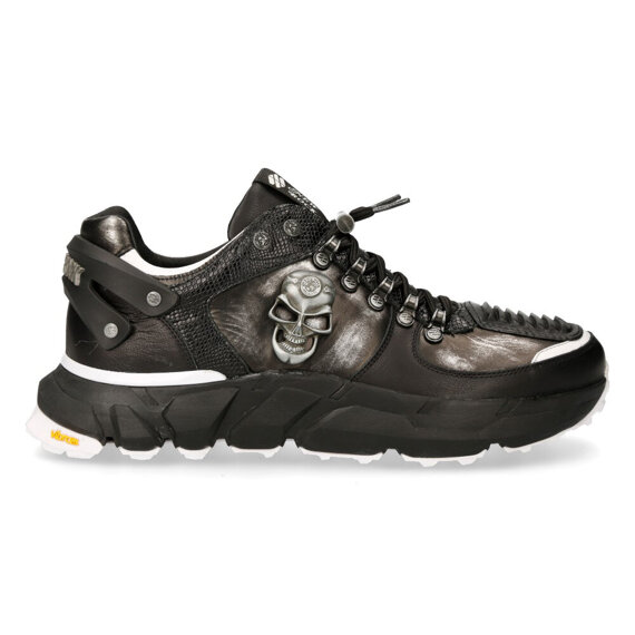 buty NEW ROCK LUXOR NEGRO, NAPA BLANCA, BOX PLANE, PITONE NEGRO, SPIDER NEGRO Y BLANCO [M-CHRONO005-S5]