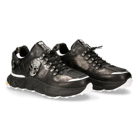 buty NEW ROCK LUXOR NEGRO, NAPA BLANCA, BOX PLANE, PITONE NEGRO, SPIDER NEGRO Y BLANCO [M-CHRONO005-S5]