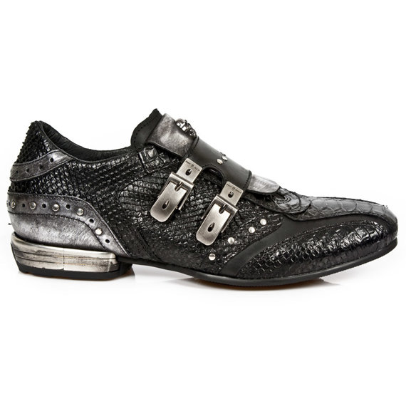 buty NEW ROCK PITON NEGRO ITALI NEGRO BOX PLANE SNOT TACON ACERO [2715-C5]