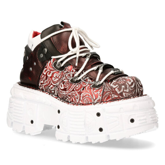 buty NEW ROCK VINTAGE FLOWER POLAR ROJO, BOX ROJO GRABADO DIAMANTE, IMPERFECT TANK BLANCO SIN [M-TANK106B-C3]