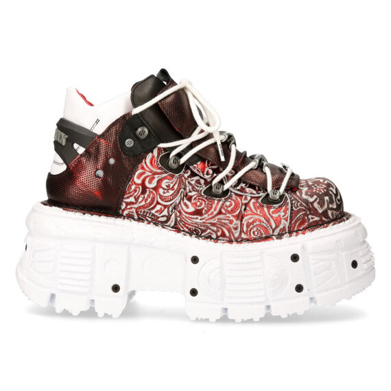 buty NEW ROCK VINTAGE FLOWER POLAR ROJO, BOX ROJO GRABADO DIAMANTE, IMPERFECT TANK BLANCO SIN [M-TANK106B-C3]