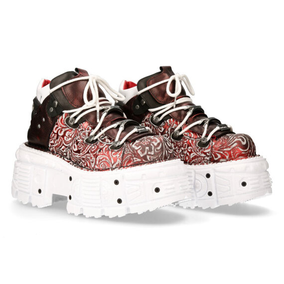 buty NEW ROCK VINTAGE FLOWER POLAR ROJO, BOX ROJO GRABADO DIAMANTE, IMPERFECT TANK BLANCO SIN [M-TANK106B-C3]