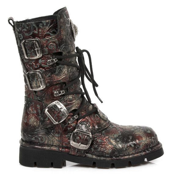 buty NEW ROCK VINTAGE FLOWER ROJO, PLANING NEGRO SIN [1473-S42]