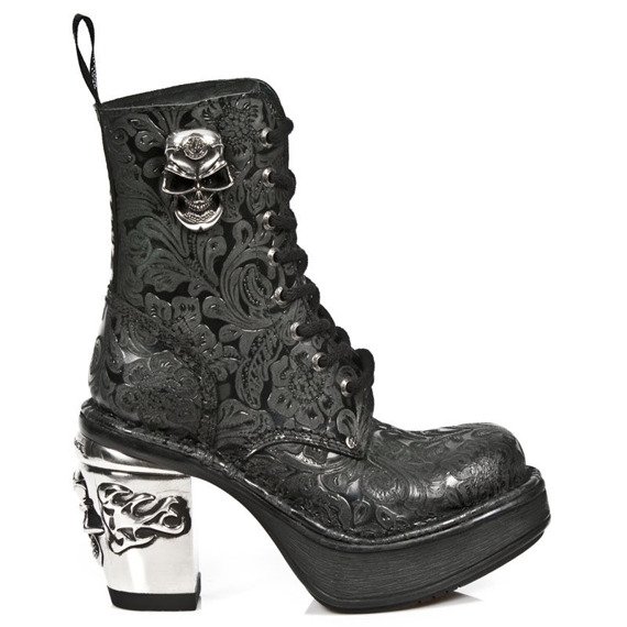 buty damskie VINTAGE FLOWER NEGRO, PLATAFORA NRK T.SKULL [8358-S1]