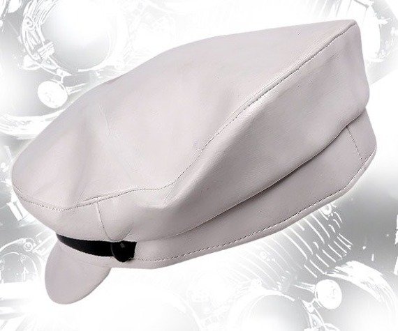 czapka biała - CYCLES CAP skóra ekologiczna 