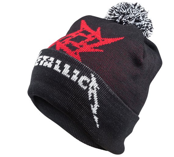czapka zimowa METALLICA - GLITCH STAR LOGO BLACK WOVEN BOBBLE HAT