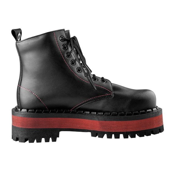 glany ALTERCORE czarne 8-dziurkowe (653 VEGAN BLACK/RED)