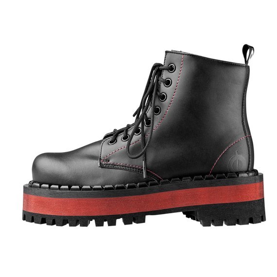 glany ALTERCORE czarne 8-dziurkowe (653 VEGAN BLACK/RED)