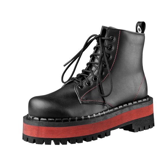 glany ALTERCORE czarne 8-dziurkowe (653 VEGAN BLACK/RED)