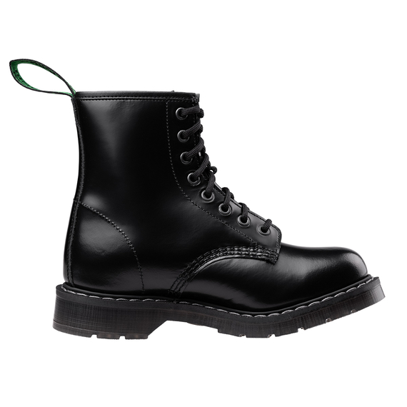 glany SOLOVAIR - 8 EYE DERBY BOOT (BLACK HI-SHINE) S8-551-BK-G