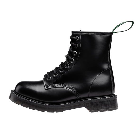 glany SOLOVAIR - 8 EYE DERBY BOOT (BLACK HI-SHINE) S8-551-BK-G