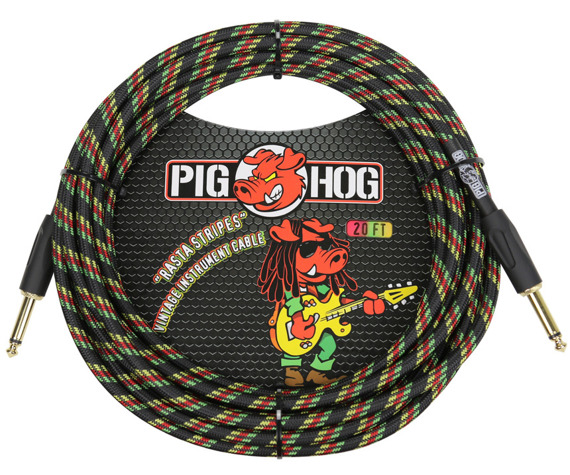 kabel do gitary PIG HOG "Rasta Stripes" jack prosty, 6m