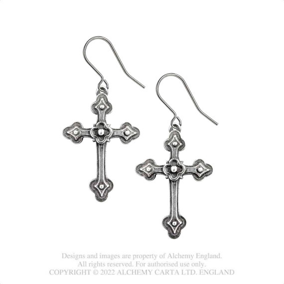 kolczyki GOTHIC DEVOTION CROSSES para