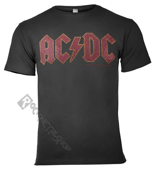 koszulka AC/DC - CLASSIC LOGO CHARCOAL RED, cyrkonie