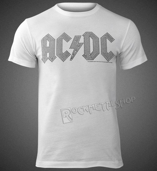 koszulka AC/DC - CLASSIC LOGO WHITE BLACK, cyrkonie