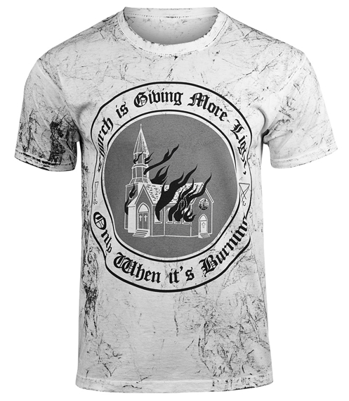 koszulka AMENOMEN - CHURCH IS GIVING MORE LIGHT ONLY WHEN IT'S BURNING (OMEN138KM WHITE ALLPRINT BLACK)