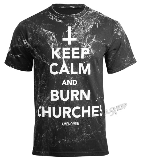 koszulka AMENOMEN - KEEP CALM AND BURN CHURCHES (OMEN069KM ALLPRINT WHITE)