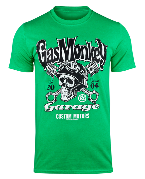 koszulka GAS MONKEY GARAGE - CUSTOM  MOTORS SKULL zielona