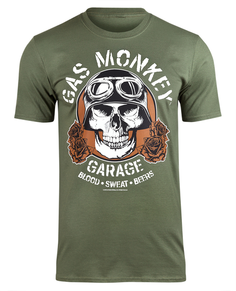 koszulka GAS MONKEY GARAGE - SKULL oliwkowa