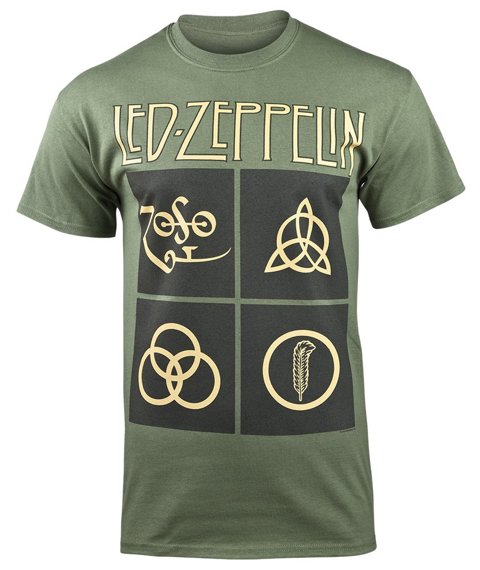 koszulka LED ZEPPELIN - GOLD SYMBOLS IN BLACK SQUARES BOX