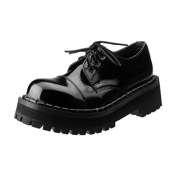 krótkie glany ALTERCORE czarne 3-dziurkowe (354 VEGAN BLACK PATENT)