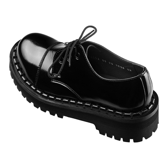 krótkie glany ALTERCORE czarne 3-dziurkowe (354 VEGAN BLACK PATENT)