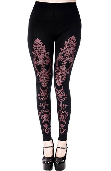 legginsy z purpurowym monogramem