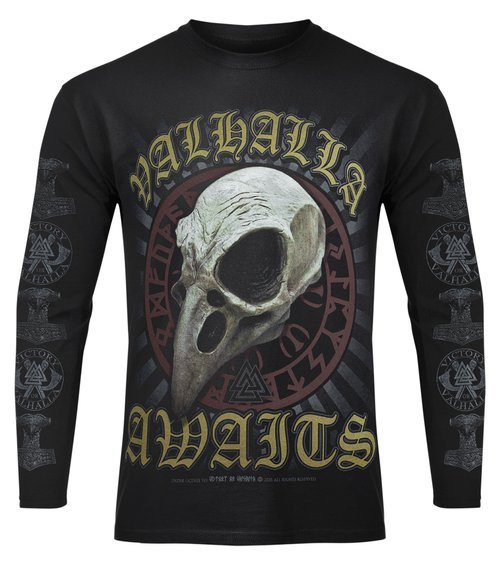 longsleeve VICTORY OR VALHALLA - CROW SKULL