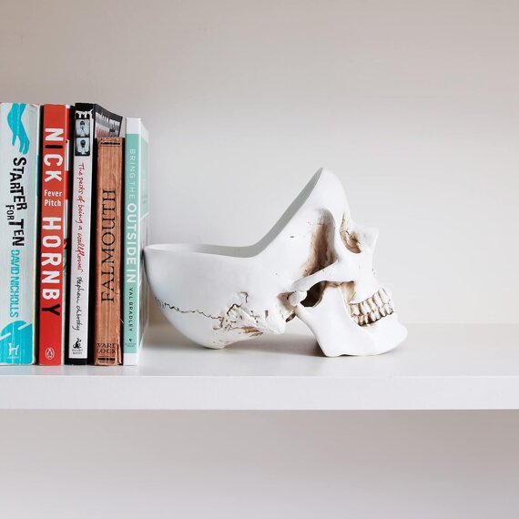 naczynie ozdobne SKULL TIDY WHITE